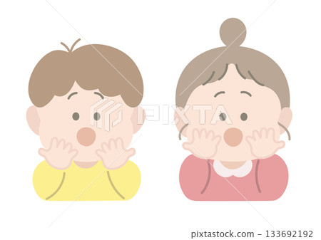 Surprised boy and girl pose facial expression Surprised boy and girl pose facial expression 133692192