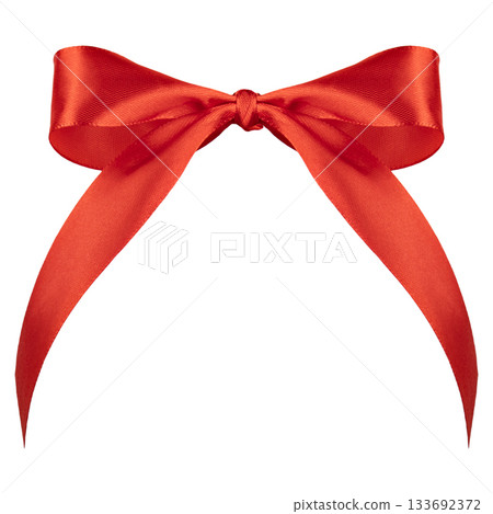Red satin ribbon bow isolated on white background Red satin ribbon bow isolated on white background 133692372