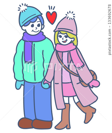 冬日情侶牽手約會 133692678