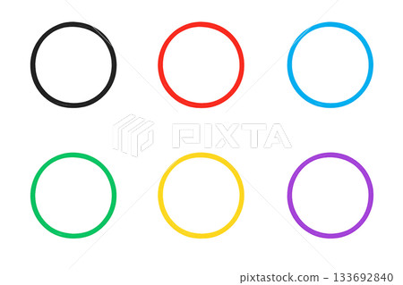 Simple round icon set of 6 colors 133692840