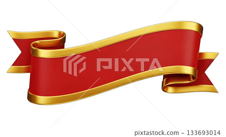 Luxurious red and gold ribbon banner material. 3D illustration that can be used as a title background or headline for sales, etc. Luxurious red and gold ribbon banner material. 3D illustration that can be used as a title background or headline for sales, etc. 133693014
