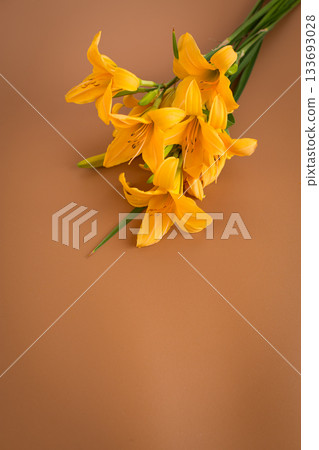 Soft golden petals of lilies in composition Soft golden petals of lilies in composition 133693028
