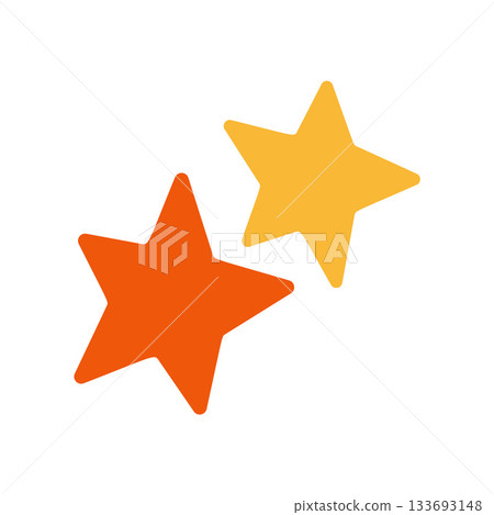 Two five pointed stars, one orange and one yellow, overlapping slightly. Flat style 133693148