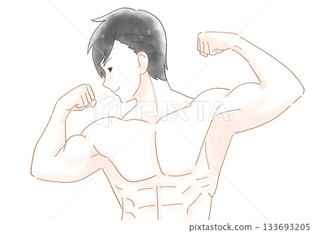 Muscular man watercolor illustration Muscular man watercolor illustration 133693205