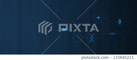 Futuristic science and technology wallpaper, DNA strands, connected neural web 133693221