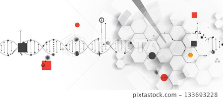 Futuristic science and technology wallpaper, DNA strands, connected neural web Futuristic science and technology wallpaper, DNA strands, connected neural web 133693228