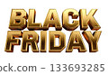 Black Friday 3D metallic gold logo, sporty bold, transparent background PNG 133693285