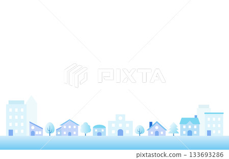 冬季城鎮和住宅區的簡單背景插圖 133693286
