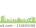 Green townscape simple background illustration 133693288