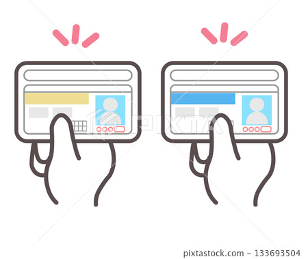 一隻手舉著駕照的插圖 一隻手舉著駕照的插圖 133693504