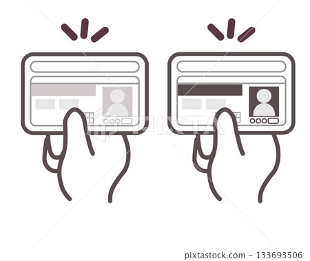 Illustration of a hand holding out a driver's license 133693506