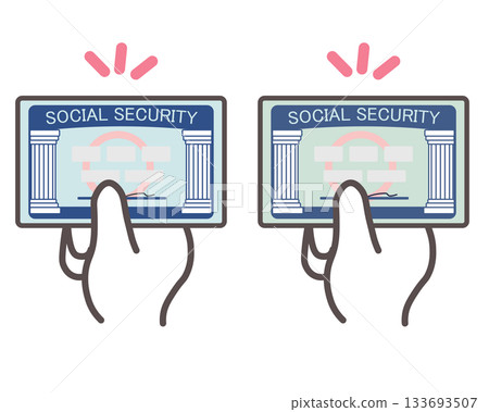 一手拿著社會安全卡的插圖 一手拿著社會安全卡的插圖 133693507