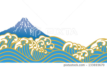 以白色波浪和富士山為背景的海素材 133693670