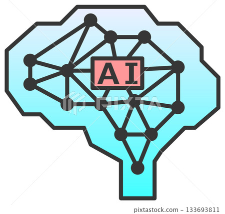 High-performance AI brain icon that processes information and calculations at high speed High-performance AI brain icon that processes information and calculations at high speed 133693811