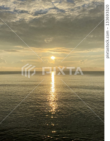 Golden Sunset Over Calm Sea Horizon Golden Sunset Over Calm Sea Horizon 133693820