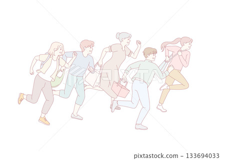 People run go shopping on sales 133694033