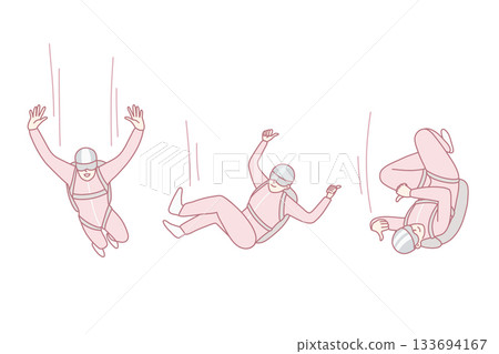 Person in suit jumping with parachute 133694167