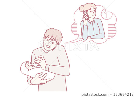 new father cherishes infant closeness moments, parent admires precious early moments with newborn new father cherishes infant closeness moments, parent admires precious early moments with newborn 133694212