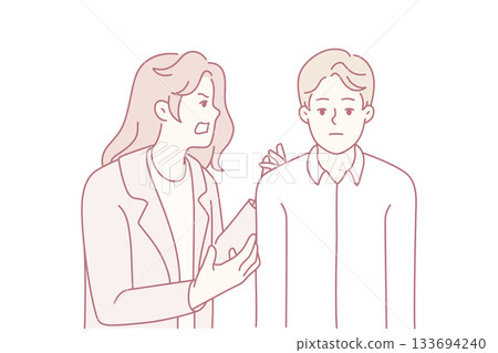 Mad wife shouting at ignorant husband Mad wife shouting at ignorant husband 133694240