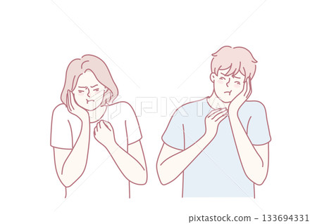 Unhealthy people suffer from toothache 133694331