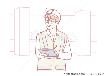 Male engineer in helmet on construction site 133694334