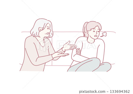 Elderly mother lecture grownup daughter 133694362