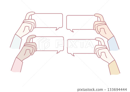 collaborative dialogue illustration, multiple individuals sharing thoughts through speech icons collaborative dialogue illustration, multiple individuals sharing thoughts through speech icons 133694444