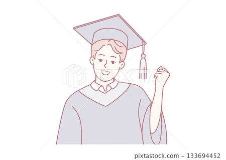 Smiling guy excited with successful graduation 133694452
