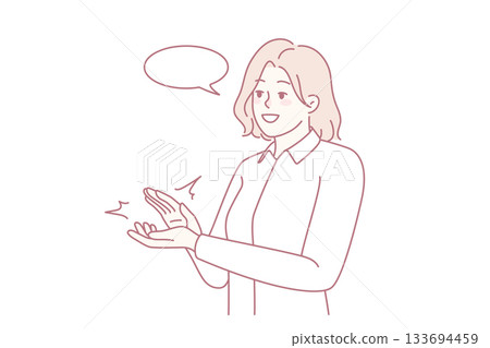 Happy businesswoman clap hands 133694459