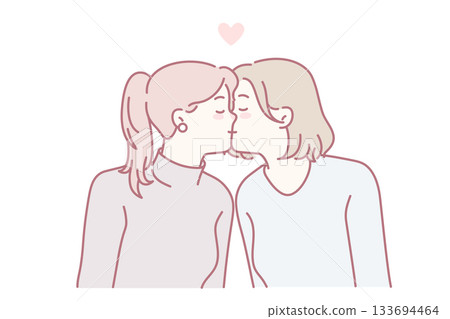 Gay women couple kissing 133694464