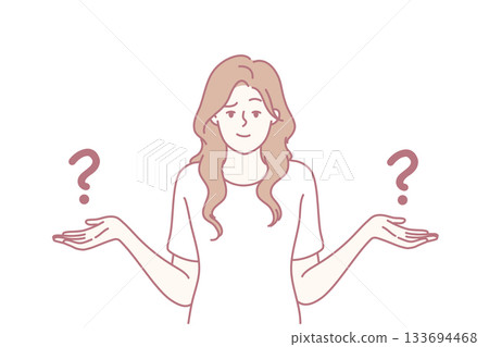 uncertain person gesturing, individual expressing confusion through gestures and signs, an unclear character demonstrating uncertainty using hand movements and symbolic representations 133694468