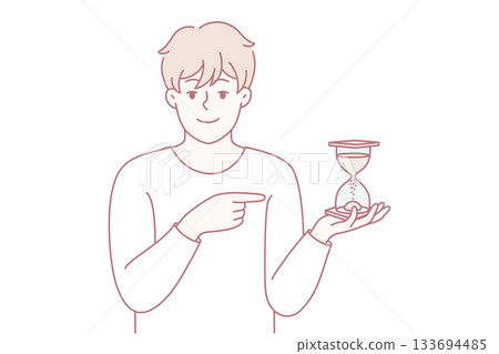 Hourglass symbolizes deadline focus, Visual cue for managing time and achieving goals effectively Hourglass symbolizes deadline focus, Visual cue for managing time and achieving goals effectively 133694485