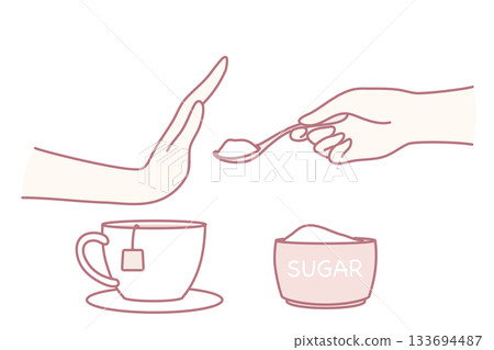 tea sweetener decision, deliberate avoidance of sugar in tea to promote mindful and healthier habits 133694487
