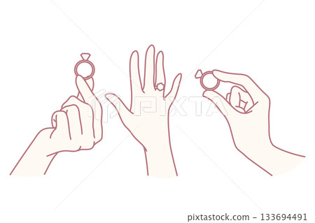 eloquent minimalistic jewelry interaction, intimate scene capturing subtle jewelry fitting details 133694491