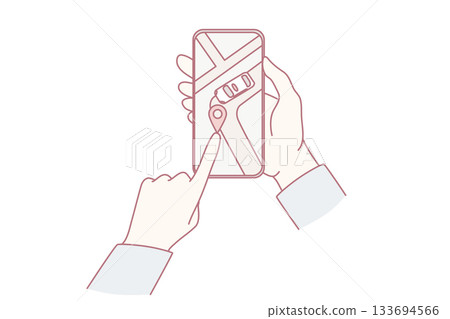 Person track taxi on cellphone app Person track taxi on cellphone app 133694566