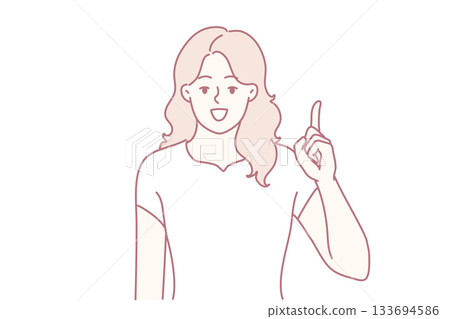 lady offers advice, female speaker raises hand with energy and confidence, confident female presenter shares insightful tip while enthusiastically gesturing upwards with authority 133694586