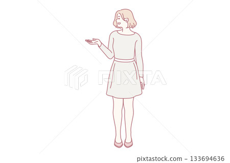 Female model exhibiting product with friendly demeanor suited for sales and tutorial visuals Female model exhibiting product with friendly demeanor suited for sales and tutorial visuals 133694636