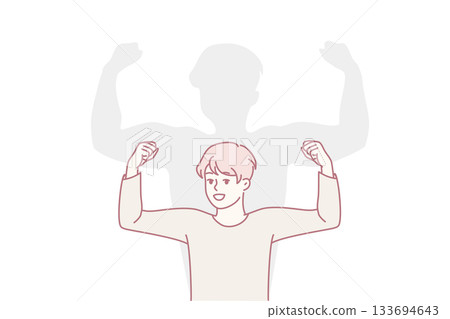 young strength revealed, youthful male displaying resilience and ambition for upcoming successes young strength revealed, youthful male displaying resilience and ambition for upcoming successes 133694643