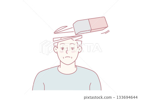 Unhappy old man suffer from memory loss 133694644