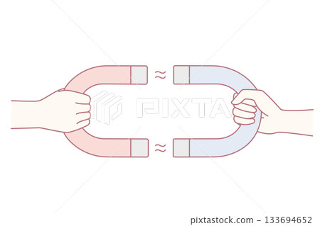 People holding magnets getting attracted 133694652
