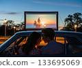 Vintage Car Drive-In Romance 133695069