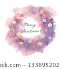 Pink Christmas wreath (watercolor) ② 133695202