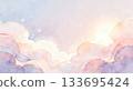 粉彩色雲朵背景素材，水彩風格，夢幻般 133695424