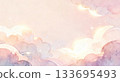 夢幻般的粉紅色雲朵，留白充足，水彩風格 133695493