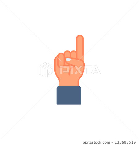 Raised first hand gesture vector icon. Hand gesture icon flat style. perfect use for logo, presentation, website, and more. modern icon design color style Raised first hand gesture vector icon. Hand gesture icon flat style. perfect use for logo, presentation, website, and more. modern icon design color style 133695519