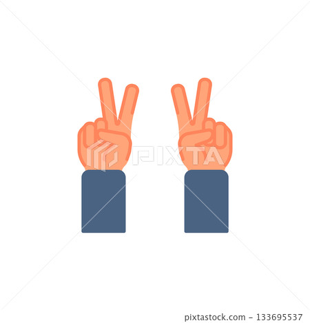 Victory hand gesture vector icon. Hand gesture icon flat style. perfect use for logo, presentation, website, and more. modern icon design color style Victory hand gesture vector icon. Hand gesture icon flat style. perfect use for logo, presentation, website, and more. modern icon design color style 133695537