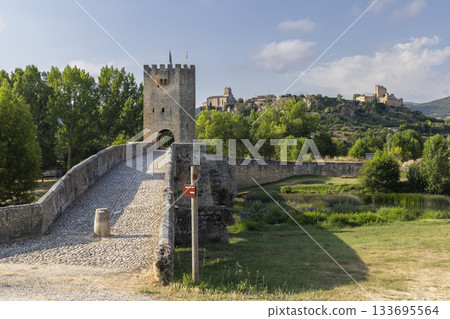 Frias medieval bridge gate and castle in Burgos, Spain 133695564