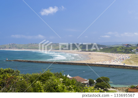 San Vicente de la Barquera beach and bay panorama San Vicente de la Barquera beach and bay panorama 133695567