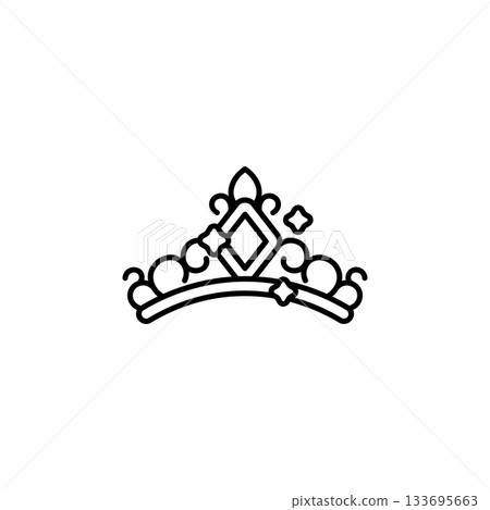 Princess Tiara vector icon. Jewelry icon line style. perfect use for logo, presentation, website, and more. modern icon design outline style 133695663