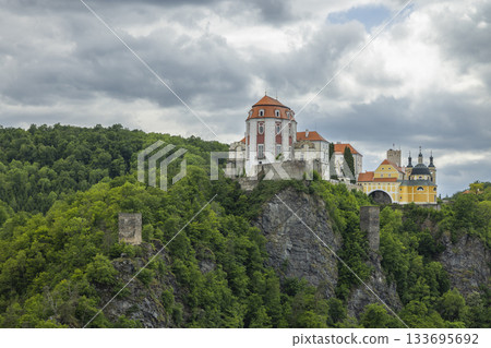 Vranov nad Dyji Chateau overlooking Dyje river valley 133695692